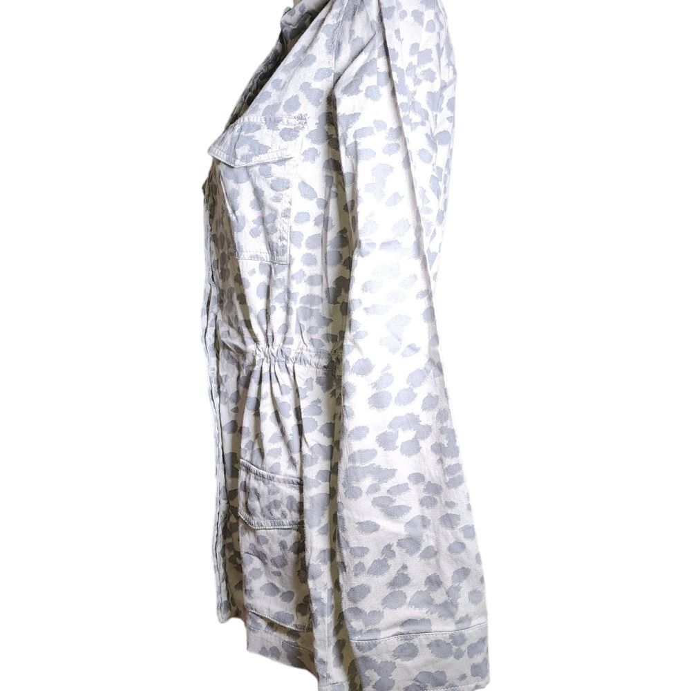 Knox Rose Gray Cheetah Print Drawstring Utility Jacket Size M - Picture 5 of 12